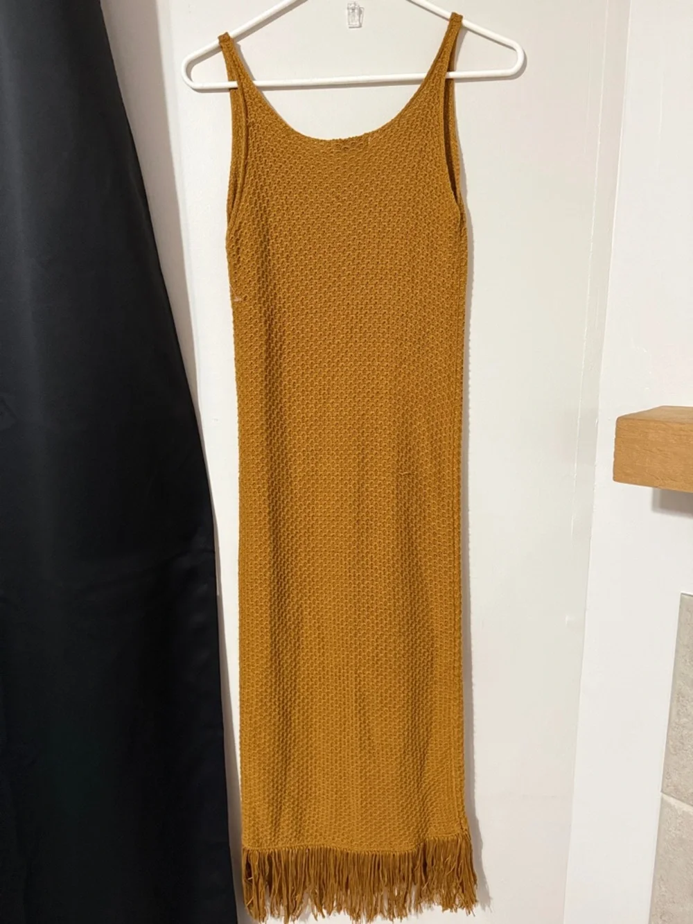 Lush Mustard Fringe Knit Maxi Dress - Picture 5 of 5